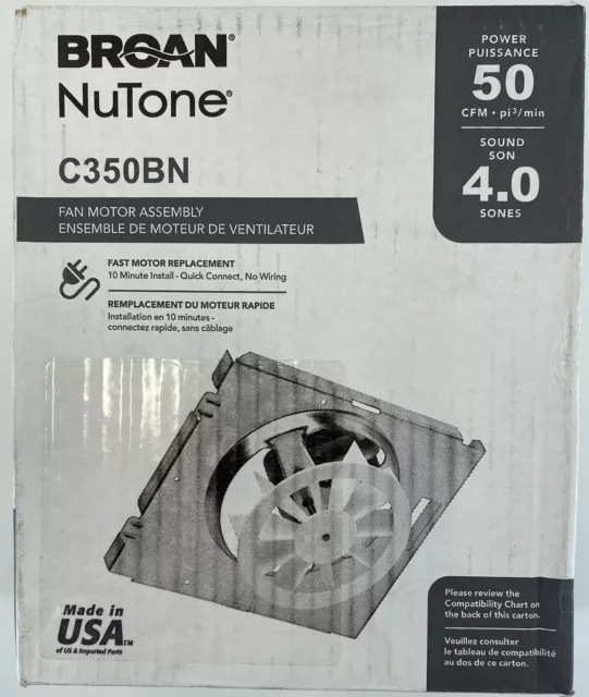 Broan Nutone 50 CFM Bathroom Fan Motor For 696N B Unit Replacement Model C350BN
