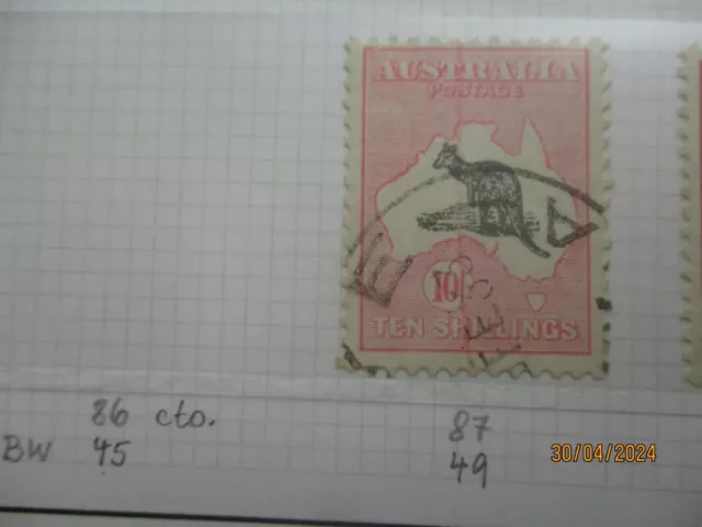 Kangaroo Stamps: 10/-  SMW  Variety  Used  RARE - FREE POST! (T6497)