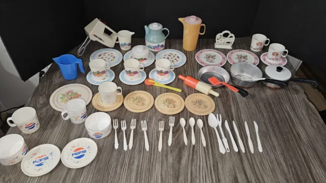 Large Lot Vintage Kids Play Dishes Chilton And More 50+ Piece Lot