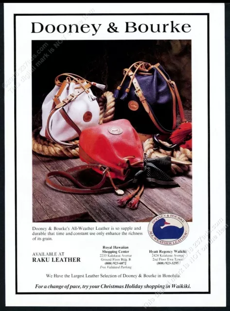 1989 Dooney & Bourke white red blue or black leather bag photo vintage print ad