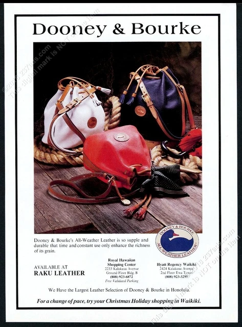 1989 Dooney & Bourke white red blue or black leather bag photo vintage print ad