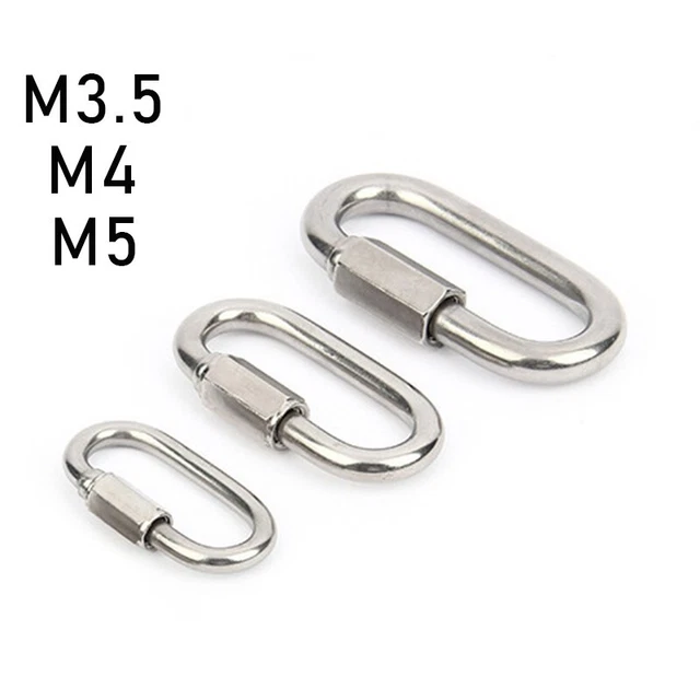 5pcs 304 Stainless Steel Carabiner D-Ring Spring Clip Snap Hook Keychain Keyring