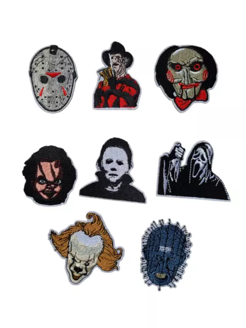 Horror Movie Character Heads Embroidered Iron On Sew On Patches Badges Transfers