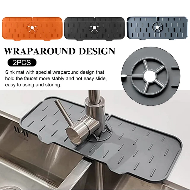 Water Catcher Mat Draining Pad Easy Clean Solid Kitchen Faucet Sink Splash Guard