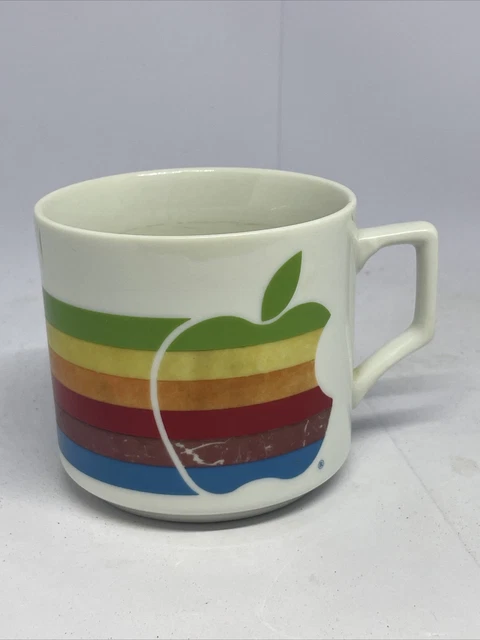APPLE MACINTOSH Computer Mug LISA ERA Vintage 80s FULL RAINBOW Logo Tech PROMO