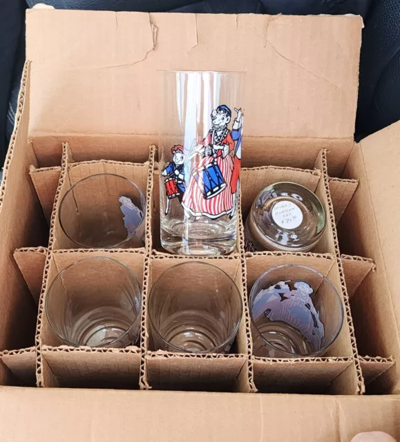 1976 Elsie the Cow Bordens Drinking Glass Set of 6 Bicentennial Original Box NOS