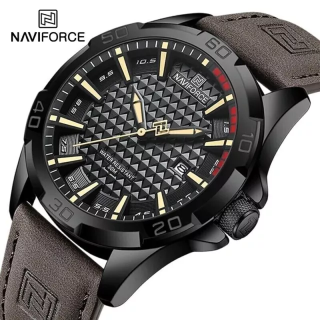 Reloj de Pulsera Naviforce Militar Hombre Piel Fecha US Army Watch Promoción