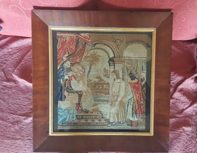 19th Century Woolwork In Original Frame