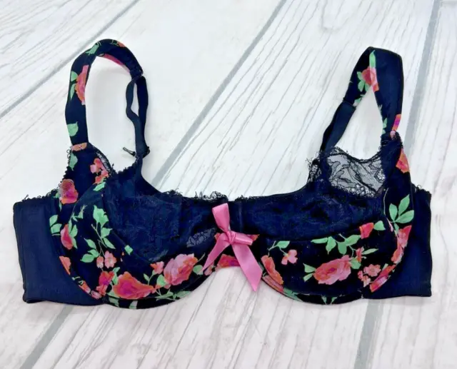 CACIQUE LANE BRYANT Lightly Lined T Shirt Bra Underwire Floral Womens 42DD  Blue $23.95 - PicClick