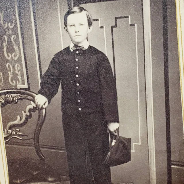 1860's Civil War CDV Studio Photo ☆ UNION SOLDIER Young Boy with Hat & Uniform