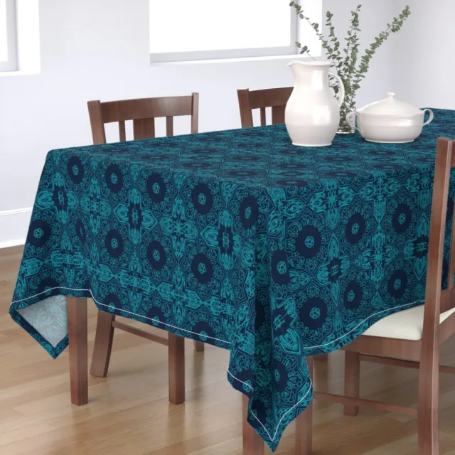 Tablecloth Moroccan Tile Mexican Tile Tiles Spanish Tile Teal And Cotton Sateen