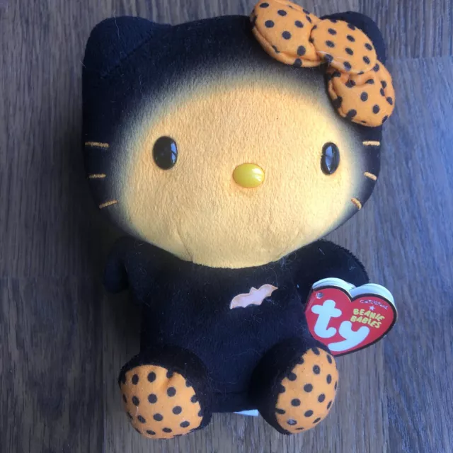 TY Beanie Babies Hello Kitty Sanrio Halloween orange Fledermaus 6"" 2014 im Ruhestand