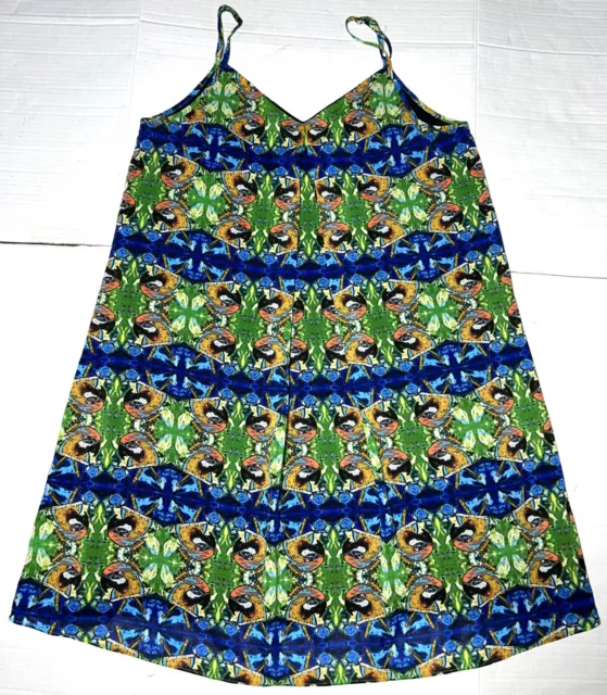 Sam Edelman Parrot Bird Lined Short Mini Cami Slip Summer Party Vacation Dress M