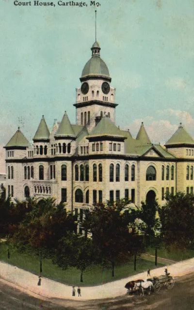 Carthage, Missouri, MO, Court House, Antique Vintage Postcard b3768