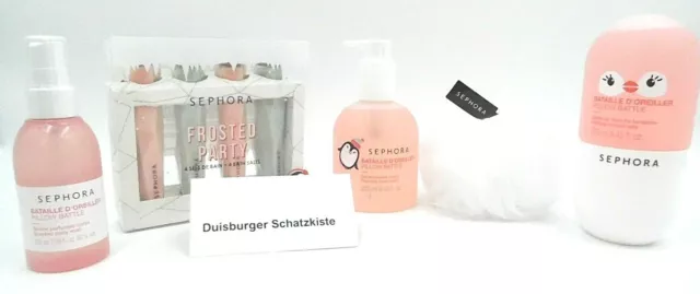 5er Set von Sephora Seife, Duschgel, Badesalz, Bosy mist, Duschschwamm