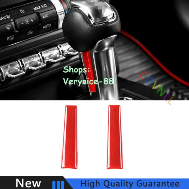For Ford Mustang 2015-2021 Red ABS Gear Shift Knob Shifter Lever Both Sides Trim