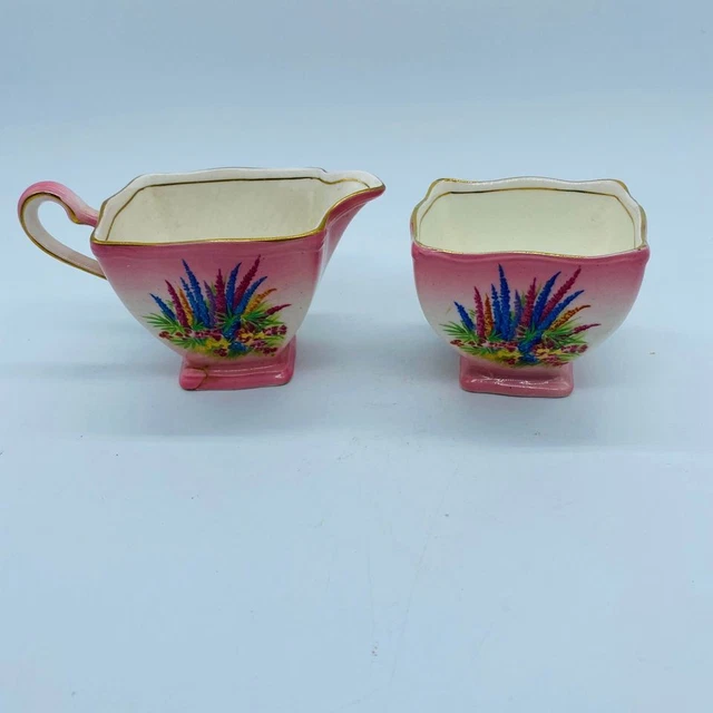 1930s Royal Winton Grimwades Old English Manor House Small Creamer Sugar Pink
