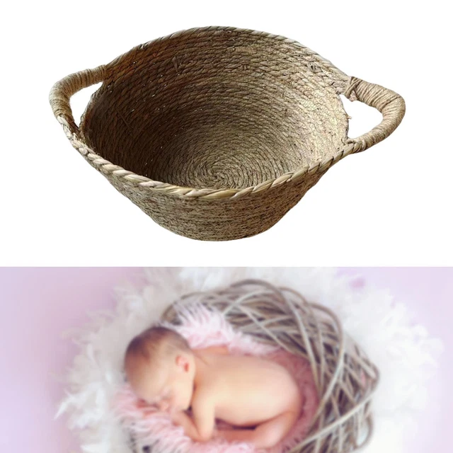 Cesta de recién nacidos tejida a mano cuna fotografía accesorios foto para