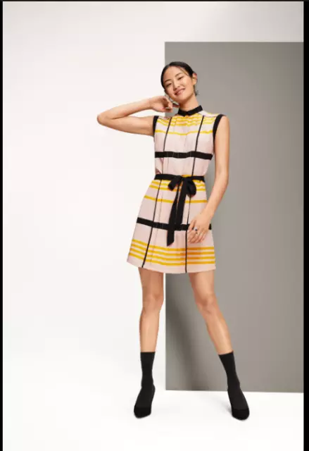 NWT JASON WU For Target Designer Pink Yellow Black Striped Shirt Dress Sz Small