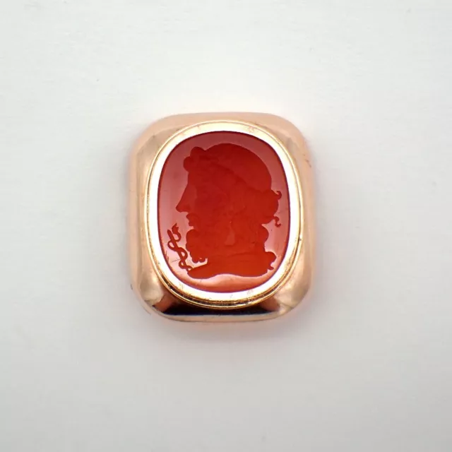 Carnelian Intaglio Brooch 14K Rose Gold Wise Man Profile