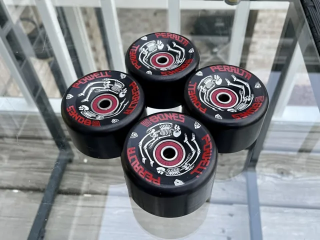 Powell Peralta G-Bones 64mm 97A skateboard wheels Black With Reds Bearings