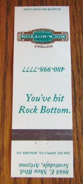 Rock Bottom Brewery Brew Pub Matchbook Matchcover (Scottsdale, Arizona) -E1 2