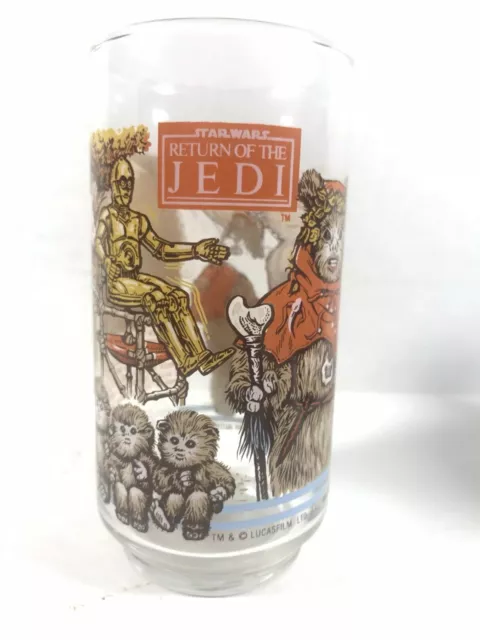 1983 Star Wars Burger King Coca Cola Ewok R2D2 C3PO Return of the Jedi Glass