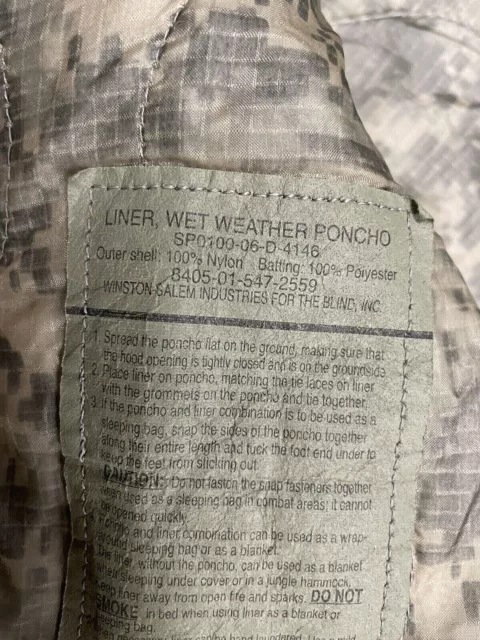 5x US Military Army ACU Digital Wet Weather PONCHO LINERs Woobie Blankets