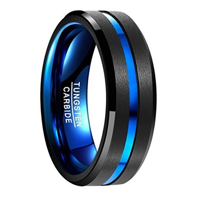 Noir Homme Femme pour Fianailles Mariage Quotidien Taille 50-72 NUNCAD 6mm/8mm Bague en Tungstène Bague Simple Argenté/ Noir/Argenté 