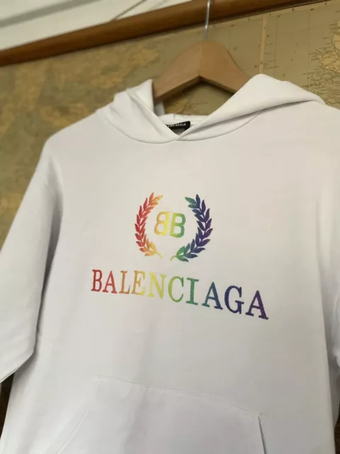 Balenciaga Kids girls Boys Hoodie White  Unisex Logo Age 10 Sweatshirt