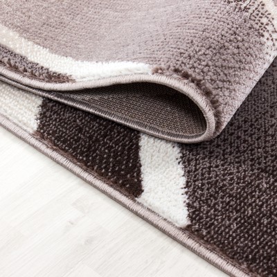 Braun Tapis Moderne Design Salon à Poils Ras Abstrait Vagues Motif Braun Beige 