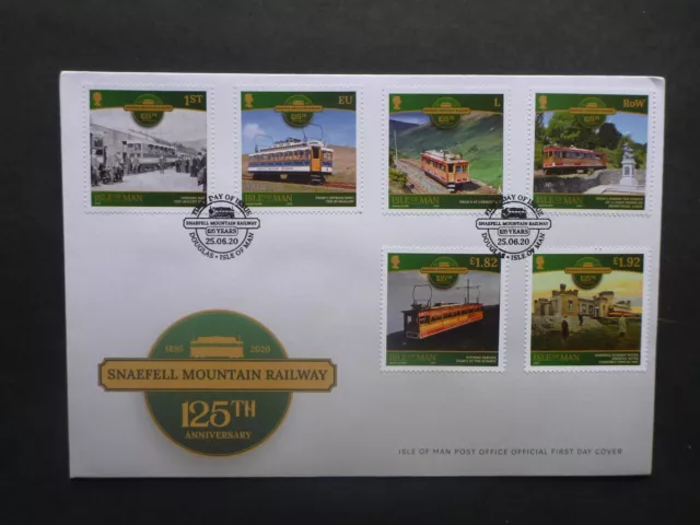 ISLE OF MAN 2020 SNAFELL MOUNTAIN RAILWAY 125th SET 6 STAMPS FIRST DAY COVER