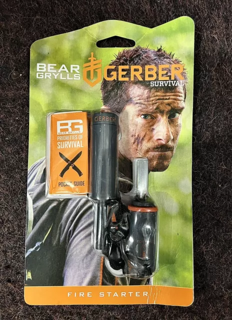 GERBER Bear Grylls Fire Starter Kit Survival Outdoor Flint & Steel Emergency EDC