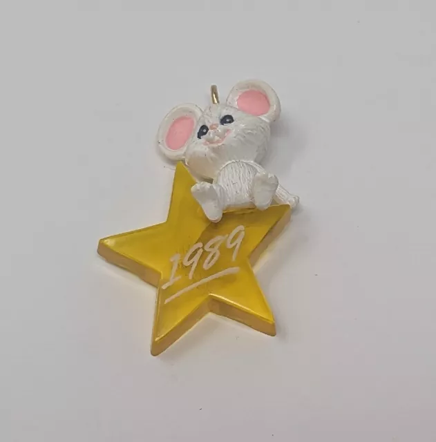 1989 Hallmark Ornament MINIATURE - Starlit Mouse - Mouse on Star *NO BOX*