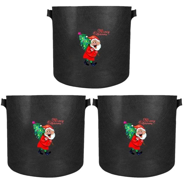 3 stücke Weihnachtsgemusterte Pflanzenbeutel Garten Taschenbaum Pflanztasche