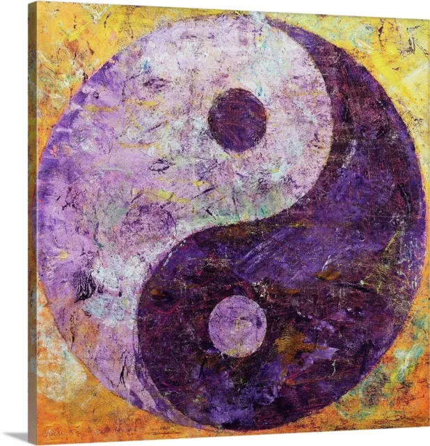 Purple Yin Yang Canvas Wall Art Print, Buddhism Home Decor