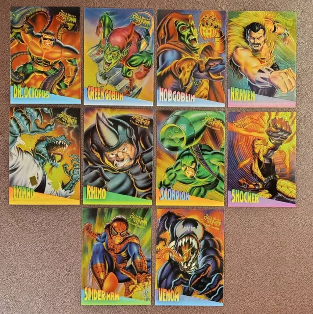 1995 Fleer Ultra Spider-Man: ClearChrome - Complete Insert Set of 10 - Near Mint