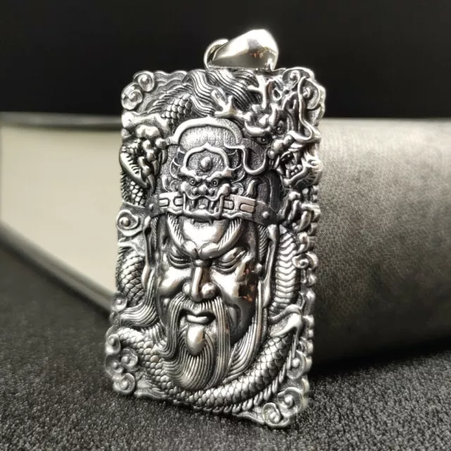 B32 Herren Anhänger Guan Yu Krieger Treue Mut Gerechtigkeit Sterling Silber 925