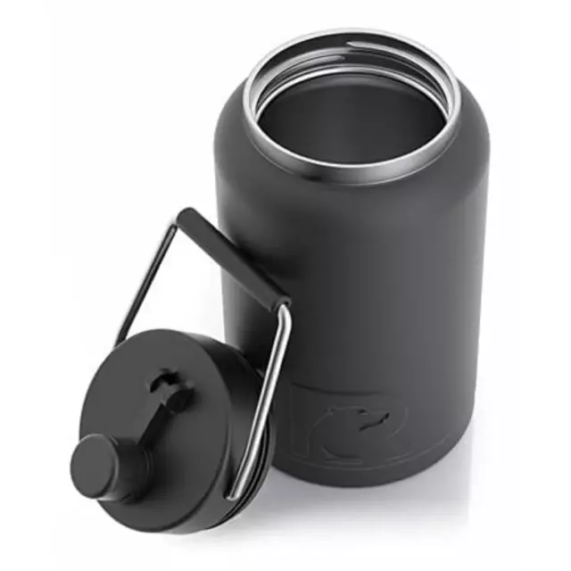 RTIC Jug with Handle,Water Bottle,Matte Black Thermos for Hot&Cold Drink Camping