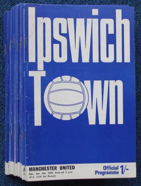 IPSWICH TOWN 1969 / 1970 Season - Complete set of football home programmes