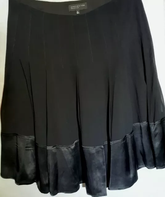 Jones New York Womens Skirt Black 100% Silk Side Zip Size 12 # 1206