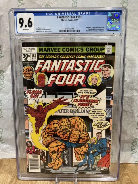 FANTASTIC FOUR 181 CGC 9.6 WHITE PGS TIGRA THUNDRA COMICS 1977 Newsstand