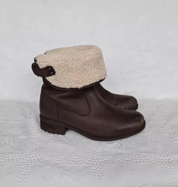 UGG WOMENS ALDON Winter Fold Over Boots Size 6 Chestnut Brown