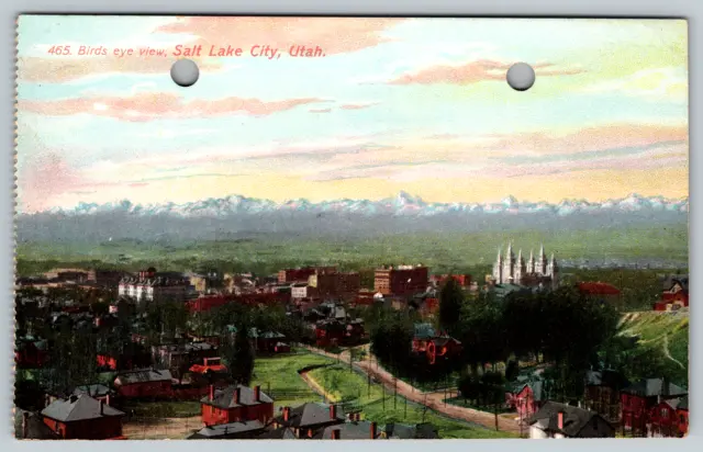 Birds Eye View Salt Lake City Utah Wasatch Mountains Vintage Postcard