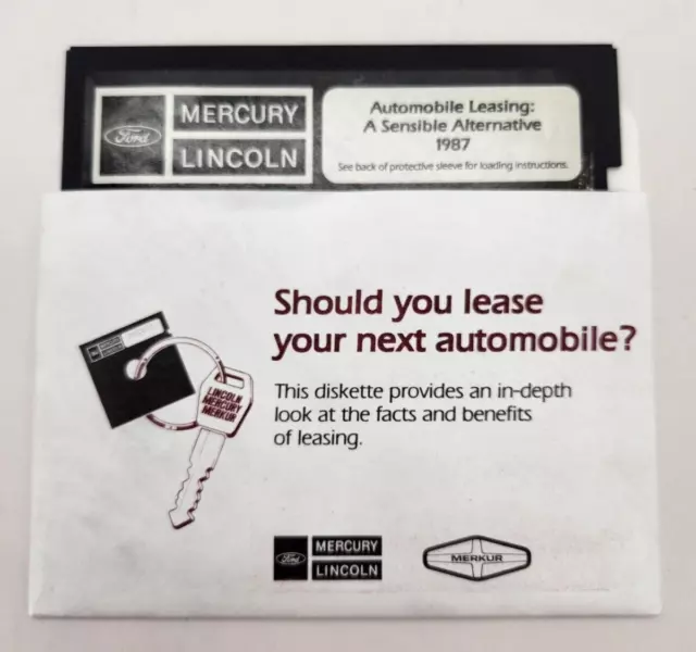 Ford Lincoln Mercury Automobile Leasing 1987 Software • Vintage 5.25 Floppy Disk