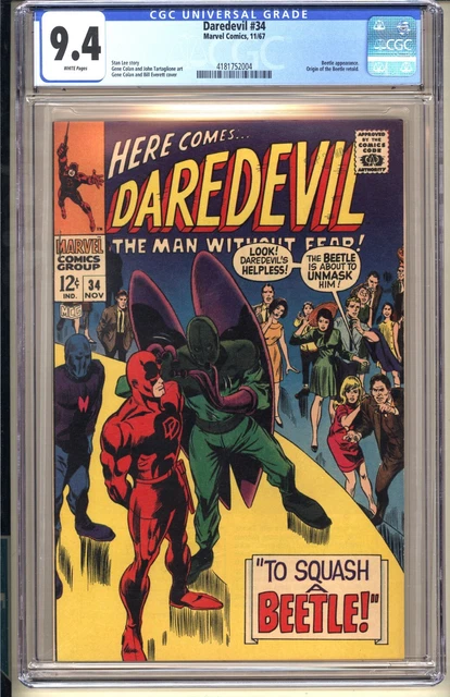 DAREDEVIL #34  CGC 9.4 WP NM  Marvel Comics 1967 Stan Lee Gene Colan Beetle v1