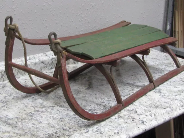 Antique Victorian Wood Child's Sled 1800'S