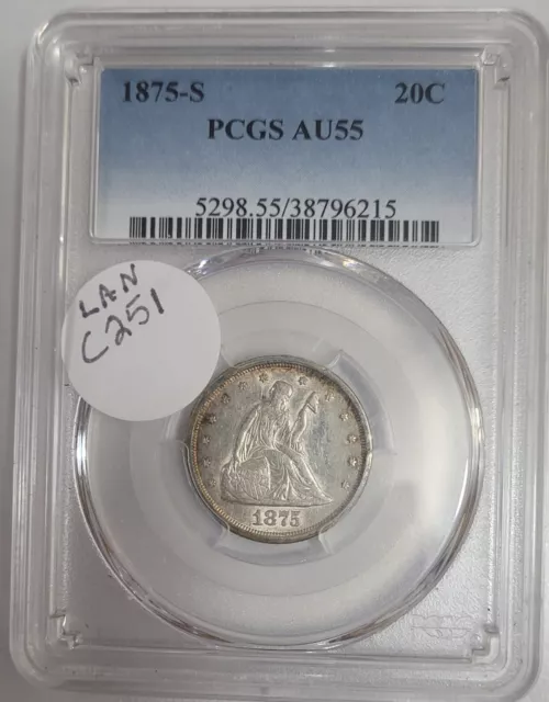 1875 S Seated Liberty 20 Cents 20c AU55 PCGS C251