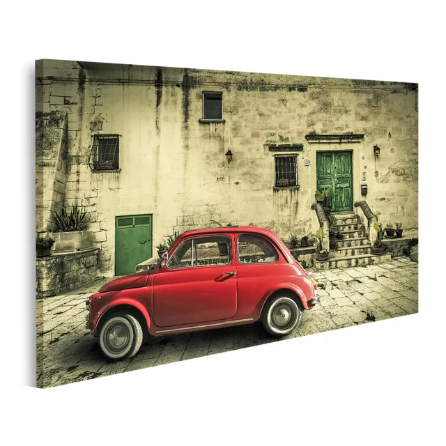 Bild auf Leinwand Alte Vintage Italienische Szene Kleine Antike Rote Auto ital B