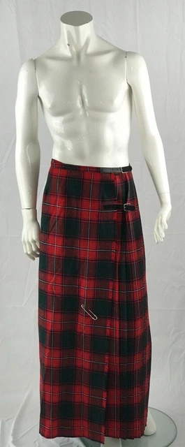 Gonna uomo scozzese kilt rosso-verde taglia 37 cm di larghezza